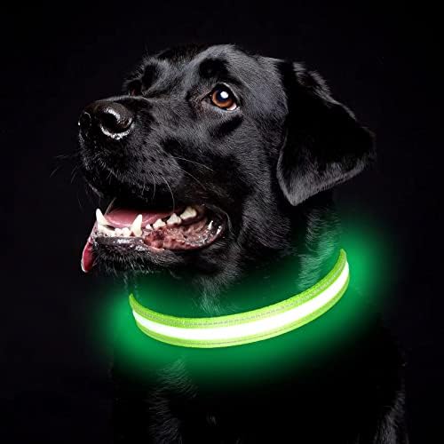 Guuueoo LED јака за кучиња, осветли јаки од кучиња со отпорност на затегнување до 150 килограми, USB -полнење, водоотпорен најлон за дишење, 3