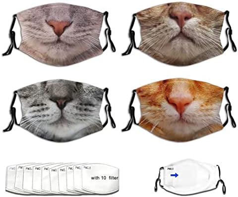 4 парчиња Смешна Маска За Лице За Животни За Мачки Симпатична Уста За Мачки Насмевка За Печатење Прилагодлив Капак На Устата За Лице За Жени