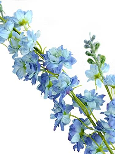 Zooeyroose Blue delphinium вештачки цвет долг матични цвеќиња 4 парчиња 33,5in лажен ларкспур faux изгледа вистински свилен цвет фабрика рефус
