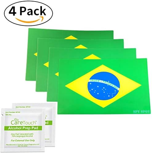 Бразилско Знаме Налепница Винил Налепница 4 х 2.5 Ув Отпорен Ламинат Отпорен На Атмосферски Влијанија Сет За Професионален Квалитет од 4 Шпионски