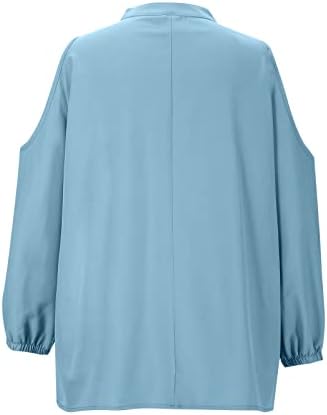 Анџиканг секси ладно рамо врвови за жени Zipper v вратот Обичен цврсти 3/4 кошули со ракави лабаво вклопени летни блузи