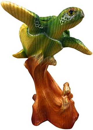 Море желка корална дрвена кука обоена 5 фигура статуа Зелен океан морски декор