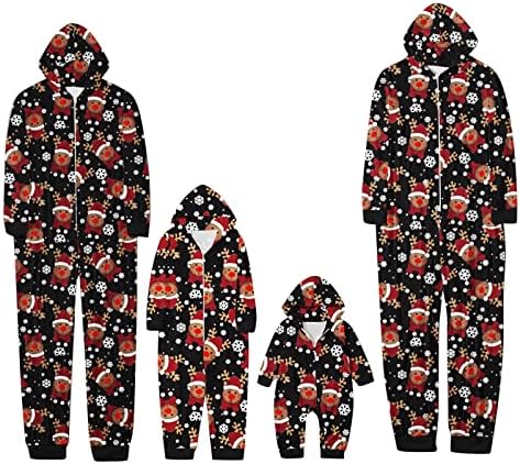 Божиќни пижами за семејство за семејство 2022 џокери со џокери со zip up romper pjs што одговара на сетови за одмор