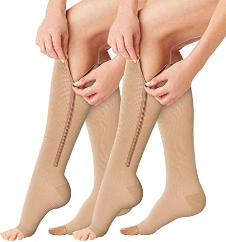 Чорапи За Компресија Со Патент-2 Пара 15-20ммхг Компресивни Чорапи Без Прсти За Жени И Мажи