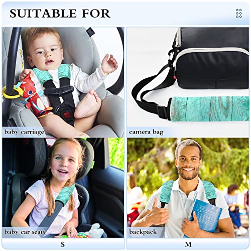 Сина тиркизна дрвена безбедна појас опфаќа 2 пакувања со каиш за седишта за автомобили, супер мек безбедносен појас перница за возрасни