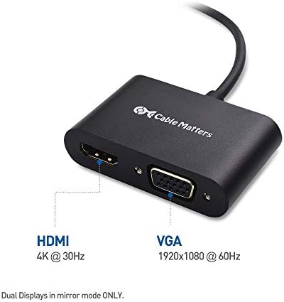 Адаптер за кабелски работи Алуминиум USB C до HDMI VGA адаптер за Surface Pro 7, MacBook Pro, Dell XPS 13, и повеќе - Thunderbolt