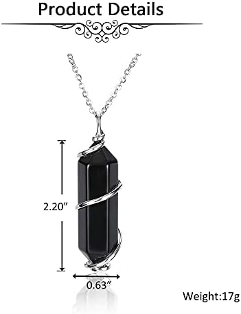 Jovivi рака жичен црна опсидијанска точка кристална ѓердан Хексагонална залепена лековита камен нишало приврзок ѓердан Реики духовен кварц скапоцен камен накит за ж