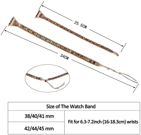 Рачно изработено Boho Watch Band компатибилен со Apple Watch, нараквица со монистра за ленти со Apple Watch, 38mm/40mm/41mm/42mm/44mm/45mm