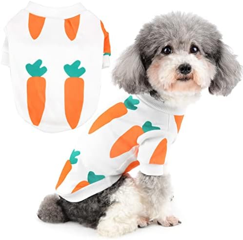 Маица за кучиња Ranphy за мали кучиња девојки миленичиња морков печати кутре симпатична облека пролетно лето дише облека погодна за мали