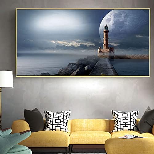 Интар 5Д DIY Дијамантски комплети за сликање за возрасни со голема големина целосна вежба светилник и месечина мозаик везови wallидни украси за дневна соба 31,5x15,7 инчи