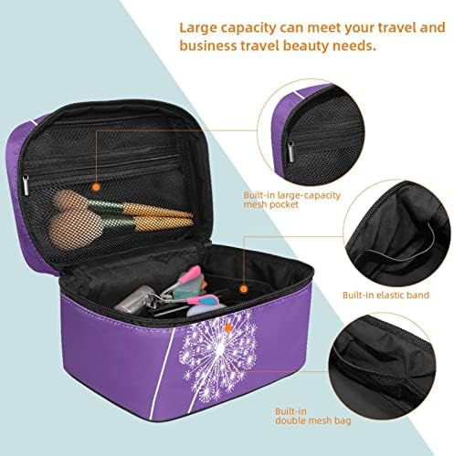 Торба за шминка за патување, Бел Глуварче На Виолетова Голема Козметичка Футрола Организатор На Шминка Со Преграда За Четки, Водоотпорна Торба