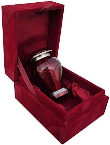 Smiurns Urn -cherry црвени урни за пепел чувајте со кадифена кутија - мала урна за сакана личност - урни за човечка пепел возрасна