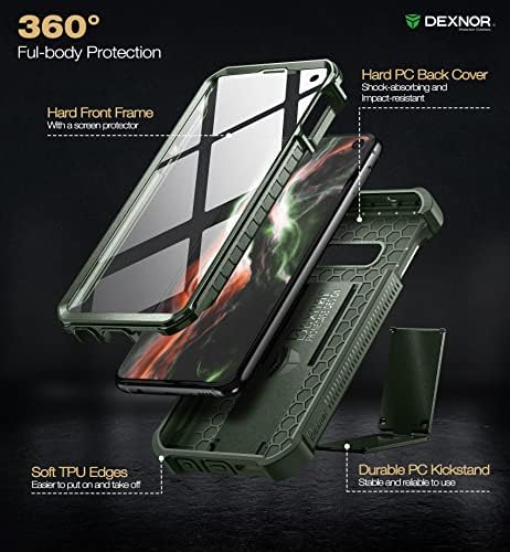 Декснор За Случајот Samsung Galaxy S10e, [Вграден Заштитник На Екранот И Kickstand] Тешка Заштита Од Воено Одделение Заштитен Капак