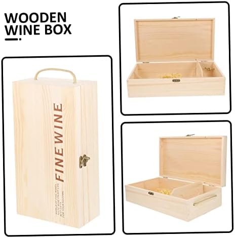 Jardwe кутија дрвена винска кутија дрвена декор кутии со капаци за подароци кутии за складирање декоративни празни кутии за вино, дрво вино
