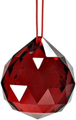 Подготвена црвена кристална топка, тркалезна форма, направено стакло, големина aprox 4cm и 60g, пакет од 1 црвена кристална топка со