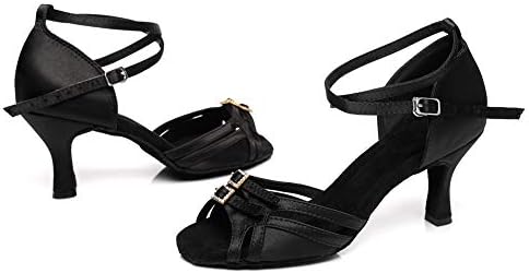 Hipposeus жени латински танцувачки чевли сатен отворено пети салса салса танцувачки чевли, модел YC-D8