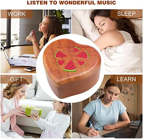 Musicelon Heart Music Box Дрвени музички кутии Најдобар подарок за годишнината на Божиќниот роденден