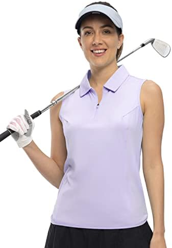 Ysенски кошули за голф без ракави на Ysento, врвови со палење 1/4 поштеди со брзина суво влага за влага Поло кошули