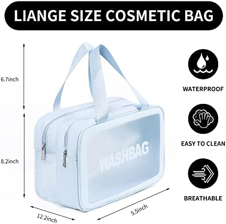 Јасна Торба ЗА Шминка Пвц Водоотпорна Козметичка Кеса Голема Чиста Торба За Организатор На Тоалети За Патување Поставете Проѕирни Пластични