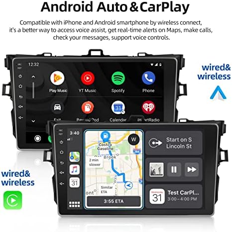 Nhopew Android 11 Автомобил Стерео За Toyota Corolla 2006-2012 Компатибилен Со Apple Carplay И Android Auto 9inch 2.5 D Радио Со Екран На Допир