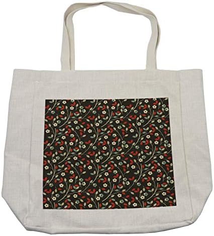 Амбесон-цветна торба за купување, носталгична романтична градина шема со малку цвеќиња и лисја традиционален изглед, еколошка торба за