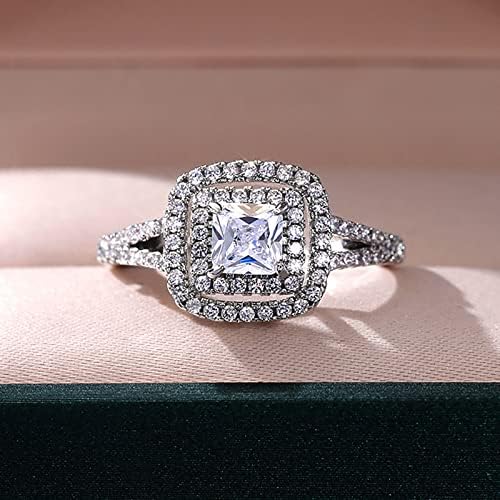 Мода женски плоштад цирконија целосна трепет дијамантски ангажман венчален прстен шарен смола
