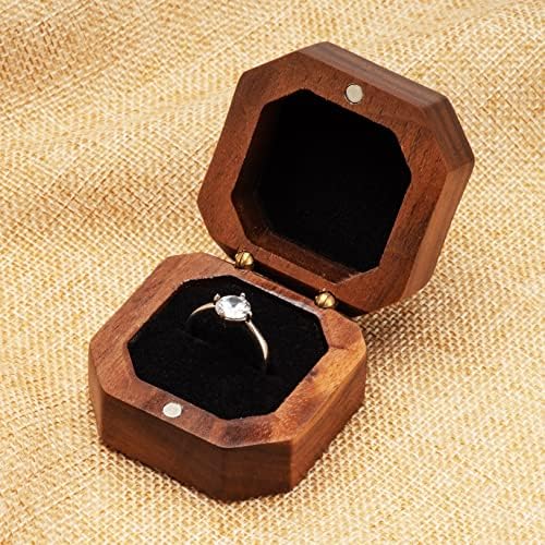 Cosiso Преносен дрвен прстен Подарок кутија кутија за предлог за ангажман на накит, мал тенок држач за дрвени прстени