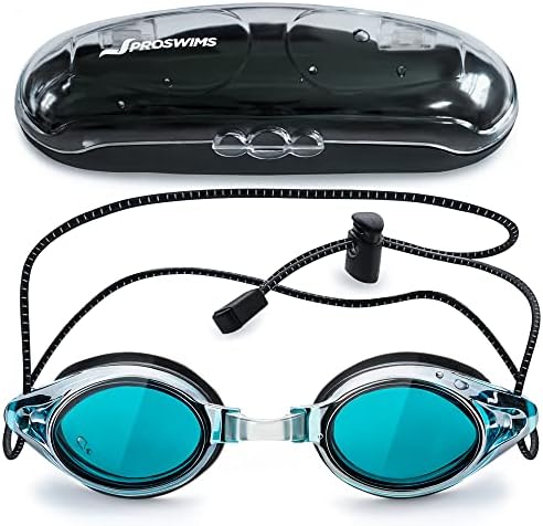 Proswims анти-мастички трки за пливање очила со лента за банџи, тврда кутија и бонус за пливање очила за чистење на микрофибер