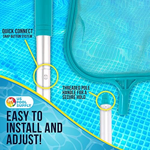 Набавка на базени во САД, базен со лисја од 4 стапала мрежа со 4 делови за алуминиумски пол - фино мрежно мрежење за брзо чистење на