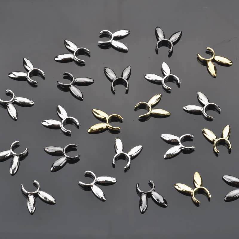 40 парчиња зајаци уши Дизајн на нокти уметнички шарми накит 3Д легура метални дијаманти Rhinestones DIY нокти