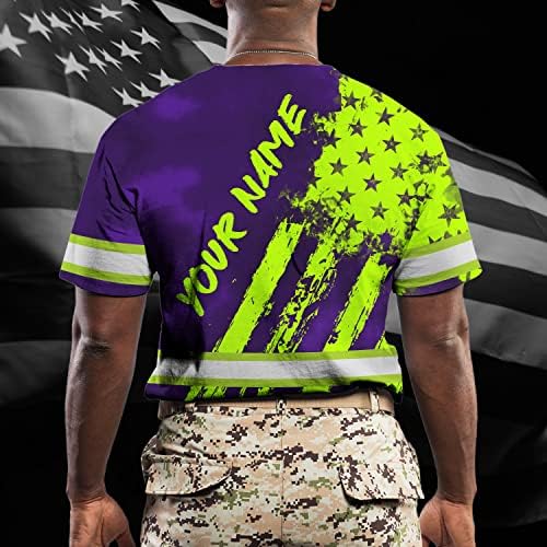 Стил ХИВИС боја на американска кошула со знаме со висока видливост за мажи за жени безбедносни кошули работна облека за тркачи,