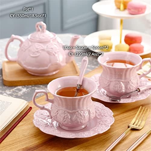 Lkyboa Elegant розов керамички чај постави гроздобер керамички чај чаша сад англиски цветни чајници попладневен чај сет