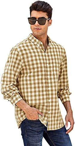 Маички карирани кошули со тополи со вртење на јака надолу со кошули со долги ракави со редовни врвови на долги ракави