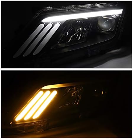 ZMAUTOPARTS LED Секвенцијален Сигнал Проектор Фарови Црна/Чад +6.25 Бела DRL Компатибилен со 2010-2012 Форд Фузија