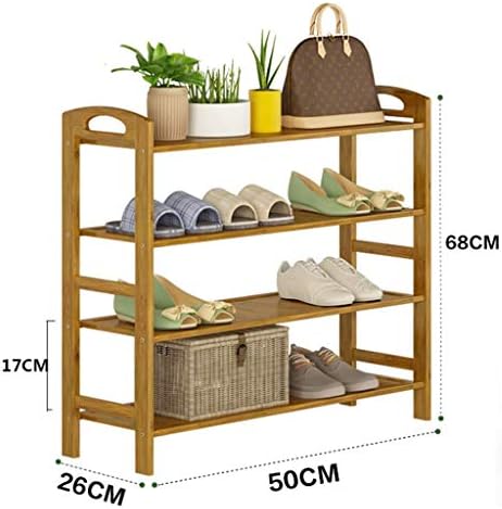 Kmmk лавици за чевли со 4 нивоа решетката за чевли исправено за складирање полица за складирање природен бамбус 8 пара чевли 50 26 68 W*ИДТ