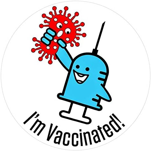 Дизајни на млечни кригла Јас сум вакциниран со убиец на вирус про-ваксексер 3 инчи со целосна боја винил декларација