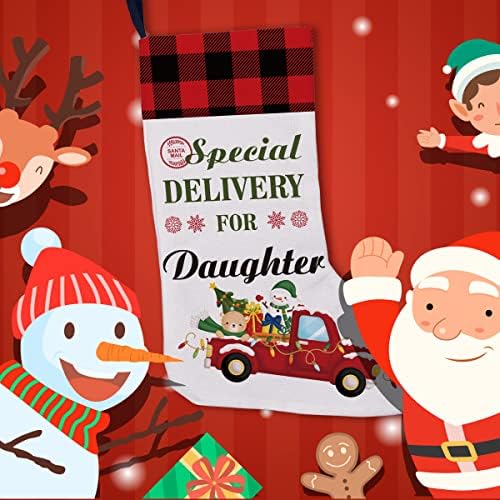Golsoo Daughterерка Бурлап Божиќно порибување специјална испорака за ќерка Божиќ што виси порибување подароци за камин дома Божиќни