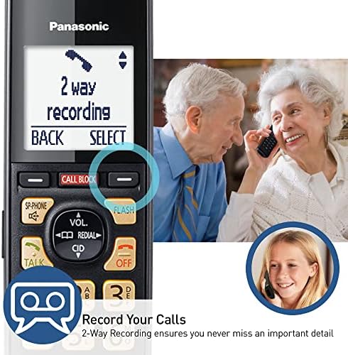 Panasonic без безжичен телефон со напреден блок на повик, предупредување за измама со еден прстен и двонасочна снимање со машина за одговарање,