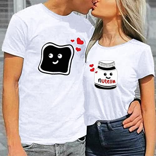 Двојна маица за loveубов срце полнење печати печати маички врвови на в Valentубените, цврста боја, обичај полиестер долга кошула