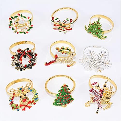 GFDFD 9PCS Божиќни салфетки прстени за Божиќни салфетки за салфетки за Божиќни фестивали Декорации, како што покажува сликата