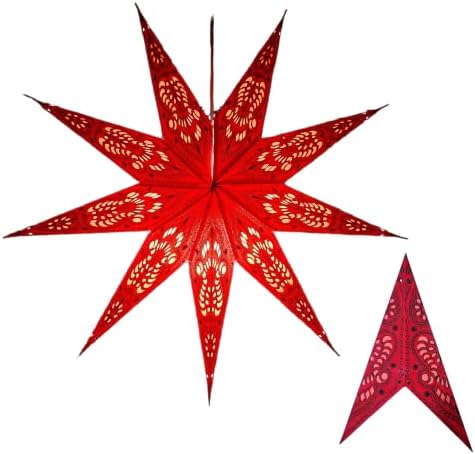 Yepsio paper starвезда 9 зашилени фенерџии за лабави од хартија за хартија, светлосни нијанси на starвездички големи декорации за висина од