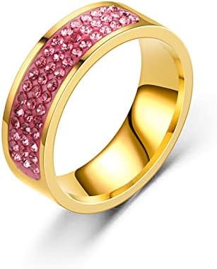 Womenенски ангажман прстени тркалезни исечени циркони свадбени прстени накит од не'рѓосувачки челик целосни дијамантски прстени за женски