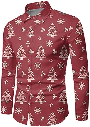 Wybaxz 2022 Божиќ машко есен и зимски кошули со долги ракави со долги ракави со целосен печатење празнично смешно специјално