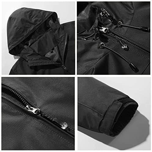 Маифу-ГJ Машка водоотпорна јакна од дожд со качулка со меки лесен водоотпорен палто за пешачење на отворено ветерница за ветерници