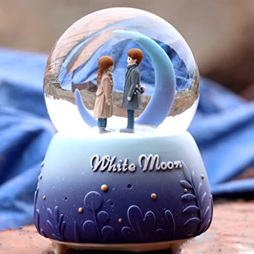 LMMDDP креативни светла во боја лебдат снегулки бела месечина двојка стаклена кристална топка музичка кутија Танабата роденденски подарок
