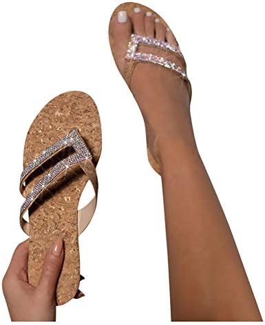 Сандали за танги за жени клин, женски 2020 Кристал Бохемија Флип Флопс лето плажа сандали за удобност удобни чевли за одење