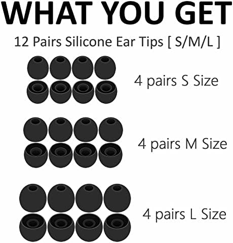 [12 парови] Совети за уши компатибилни со Sony JBL во ушите, силиконски меки удобни со 3,8 mm конектор за конектори што се вклопуваат