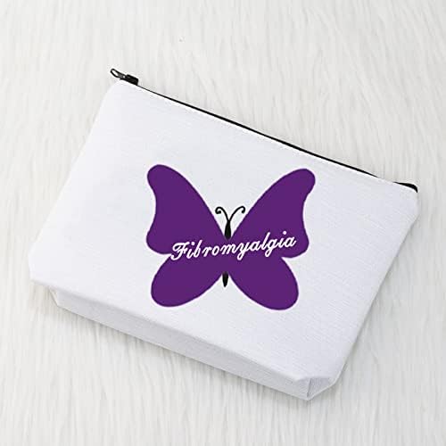 ЦМНИМ Фибромијалгија Свест Подароци Фибромијалгија Виолетова Пеперутка Шминка Козметичка Торба Фибромијалгија Подароци За Поддршка