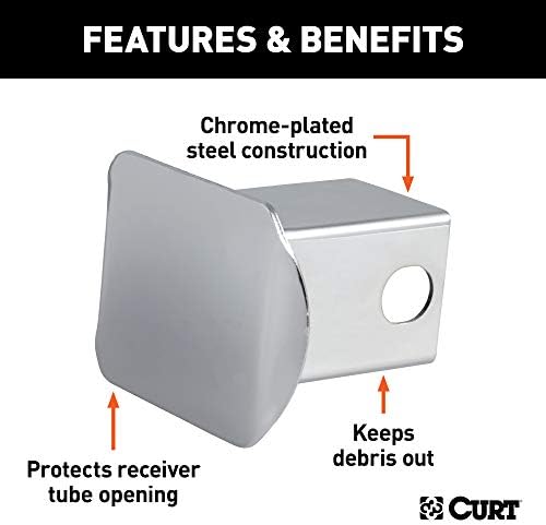 Curt 22110 Chrome Steel Trailer Hitch Cover, одговара на 2-инчен приемник