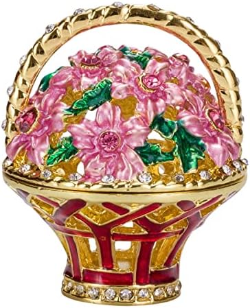 Данила-сувенири фабрички стил искривено јајце со корпа од цвеќиња 4,8 '' црвено